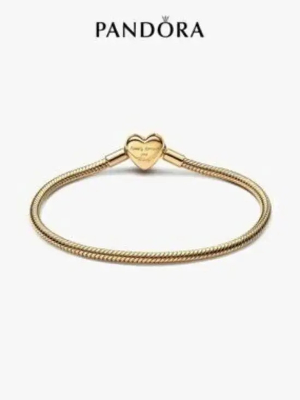 Pandora Gold Heart Clasp Snake Chain Bracelet